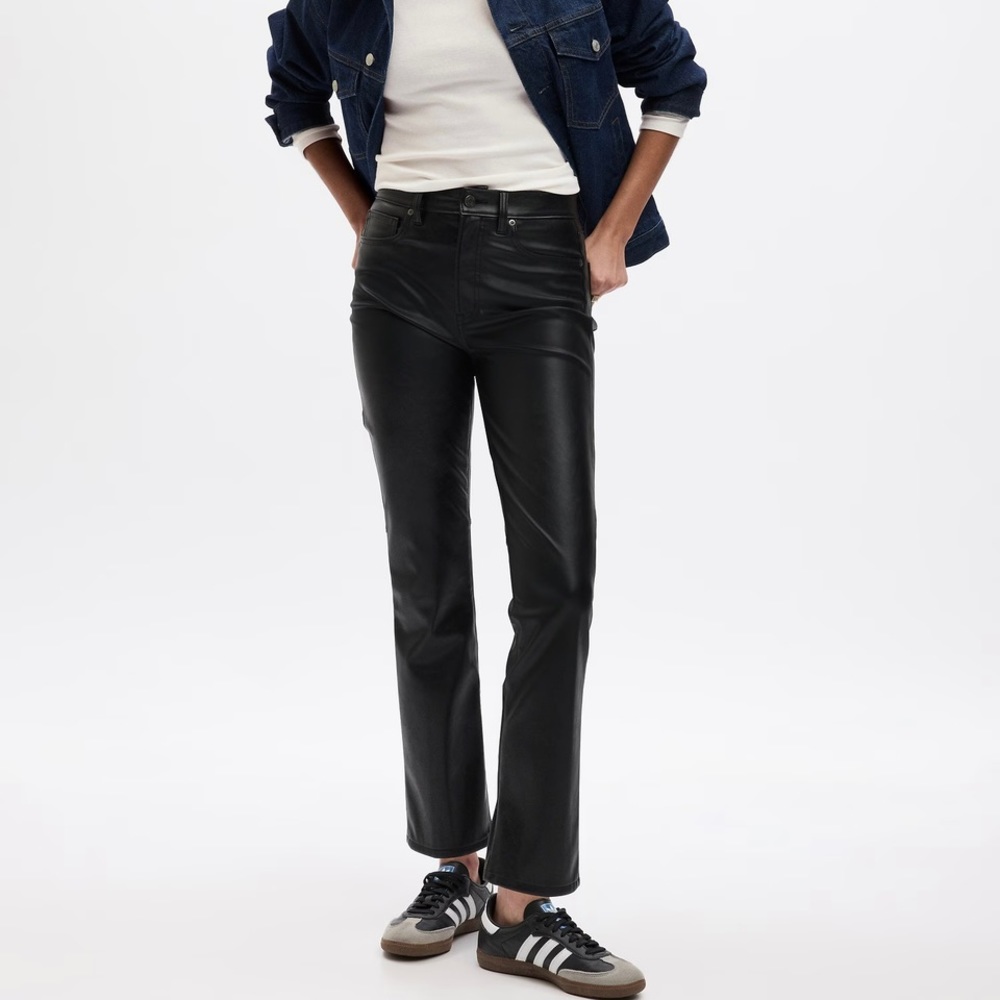 Gap High Rise Vegan Leather Vintage Slim Pants, Sz 24